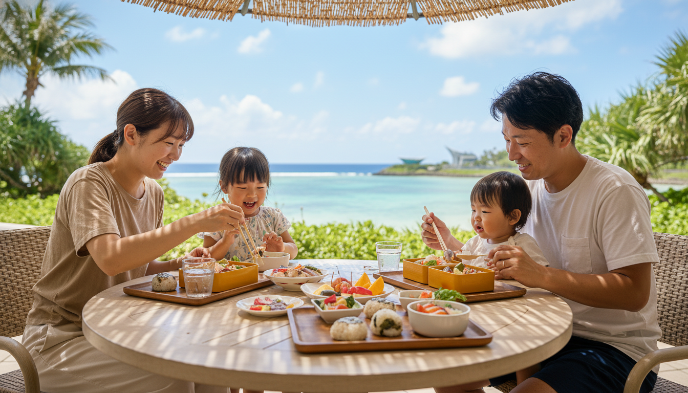 美ら海水族館周辺での子連れランチにおいて、最も大切なのは「移動の負担を減らすこと」と「お子さんの食事